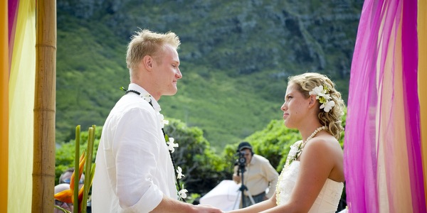Natasha and Tyson during their ceremony by the sea, one more moment