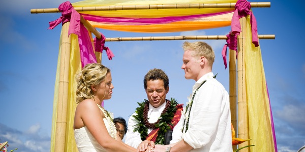 Natasha and Tyson during their ceremony by the sea, another view