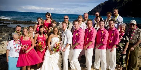 Natasha and Tyson with their bridal party on the rocks, more from the day
