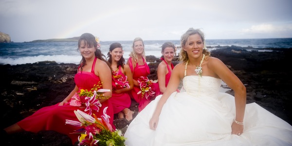 Natasha and Tyson with their bridal party on the rocks, photo 3