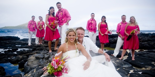 Natasha and Tyson with their bridal party on the rocks, photo 4