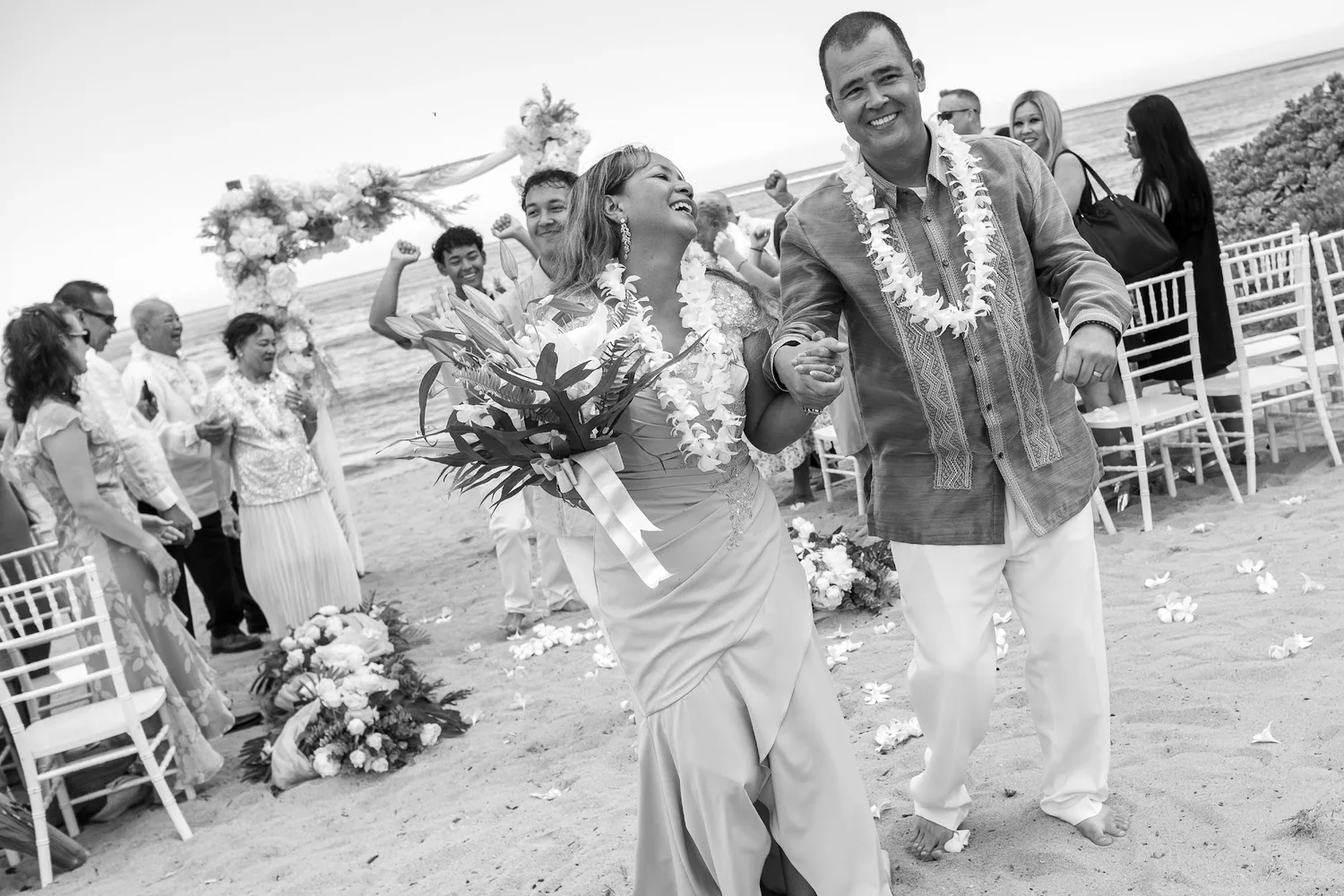 A black and white photo of the recessional