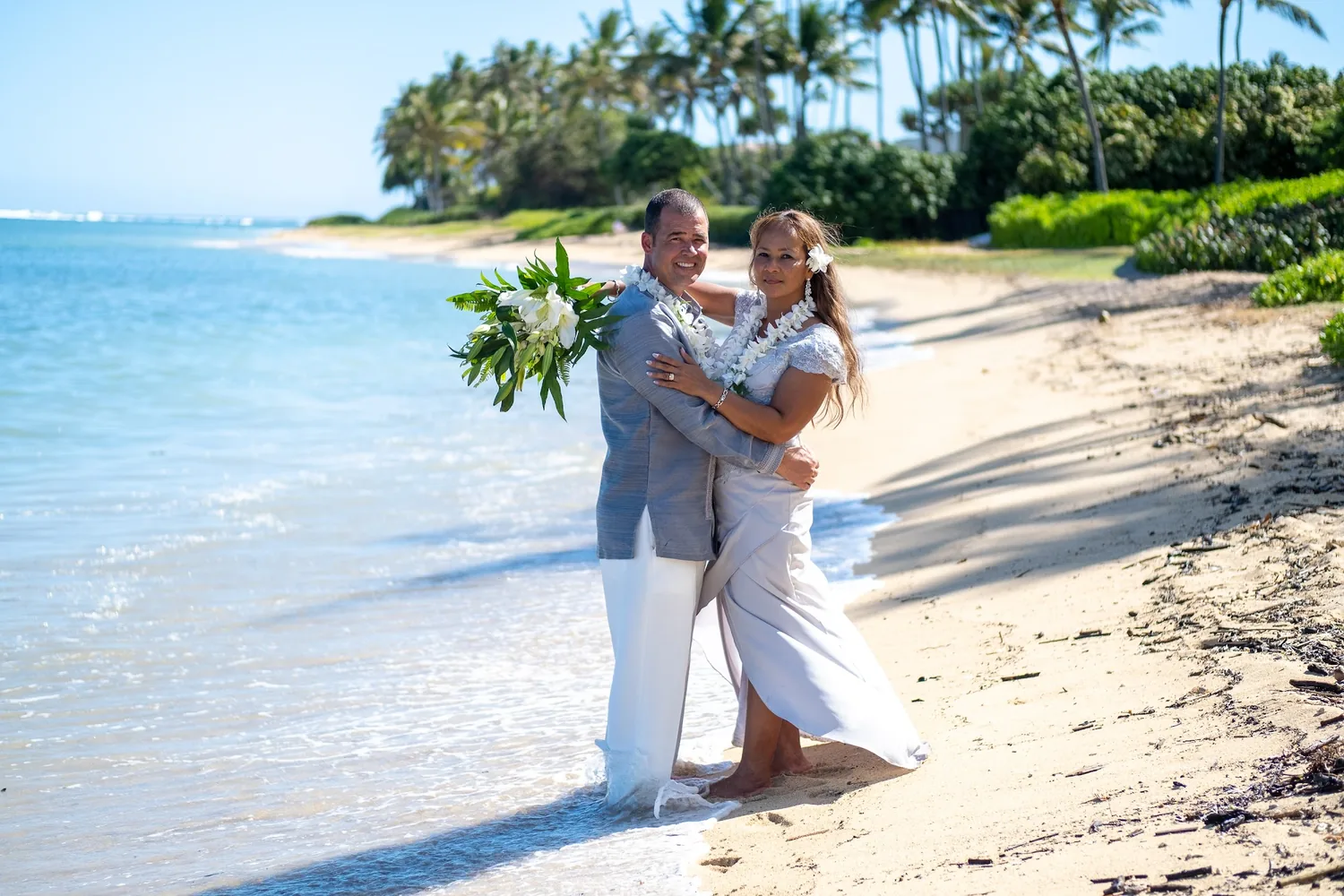 An embrace on the beach
