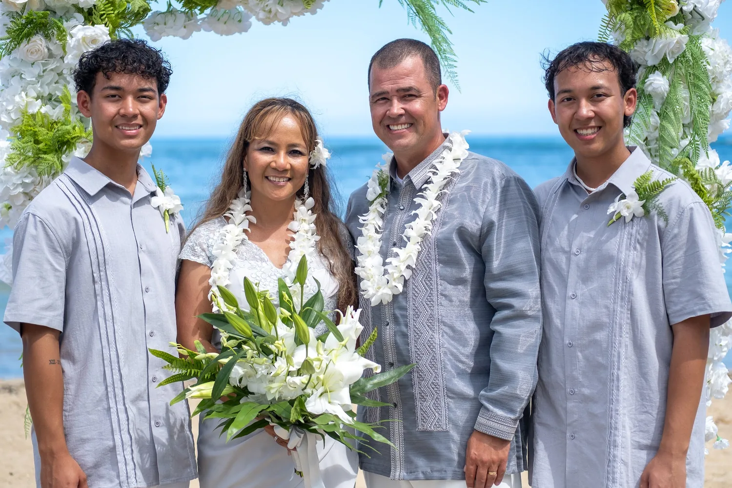 A family portrait by the sea