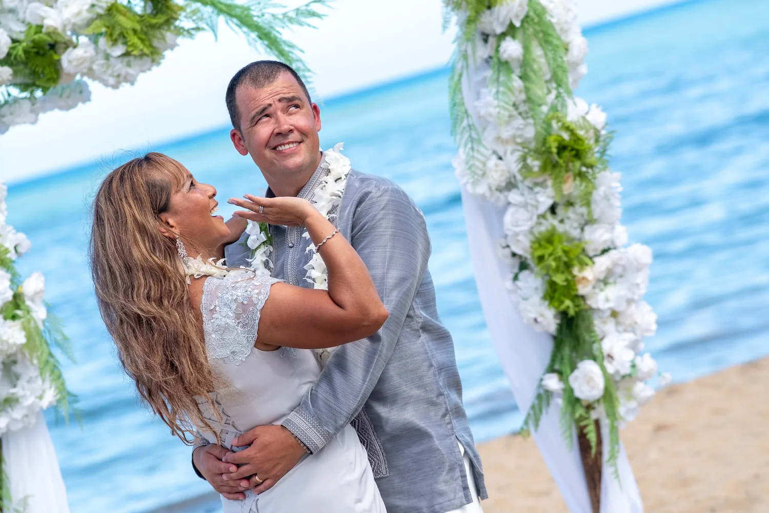 Laughing during their first dance
