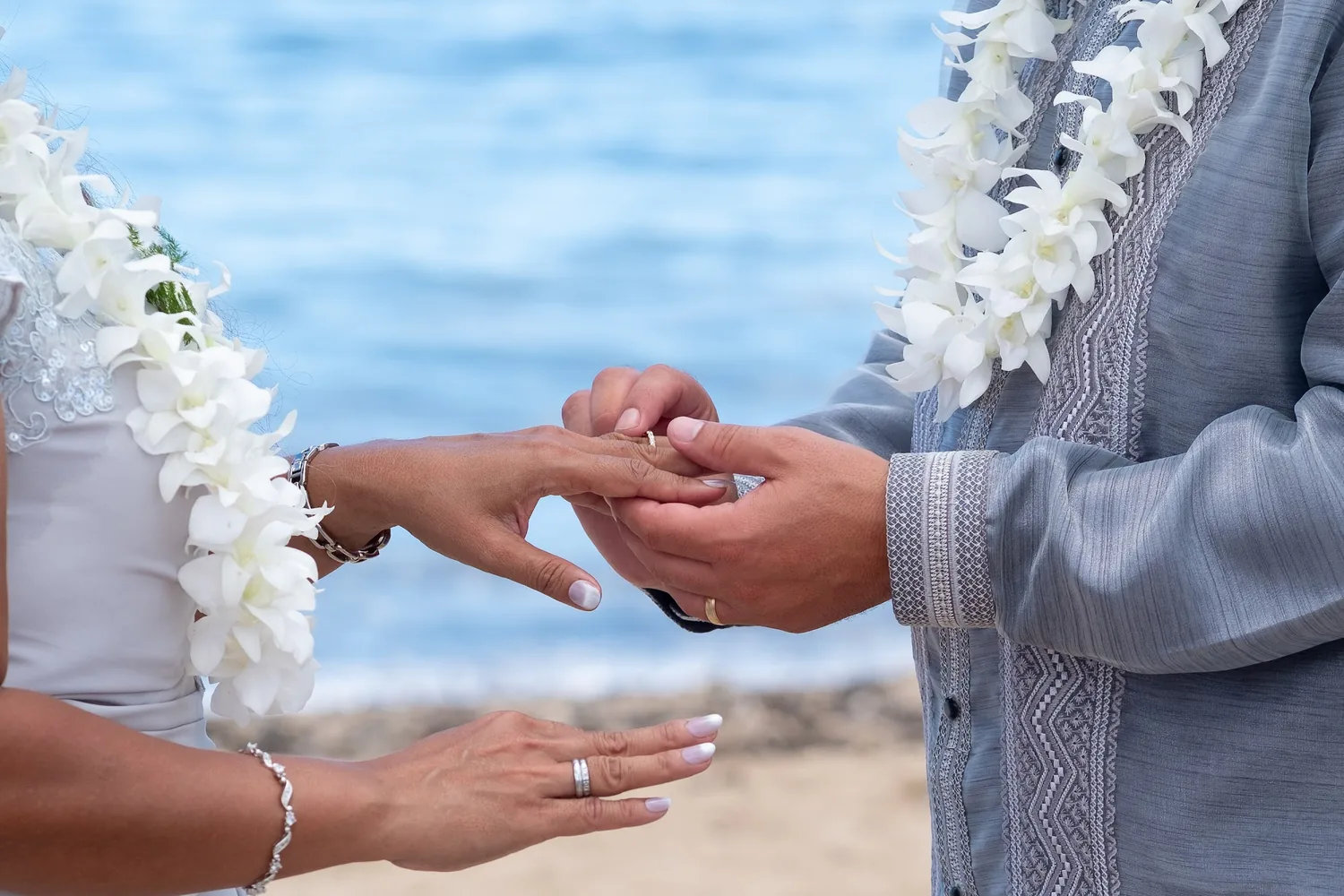 Hands together by the sea