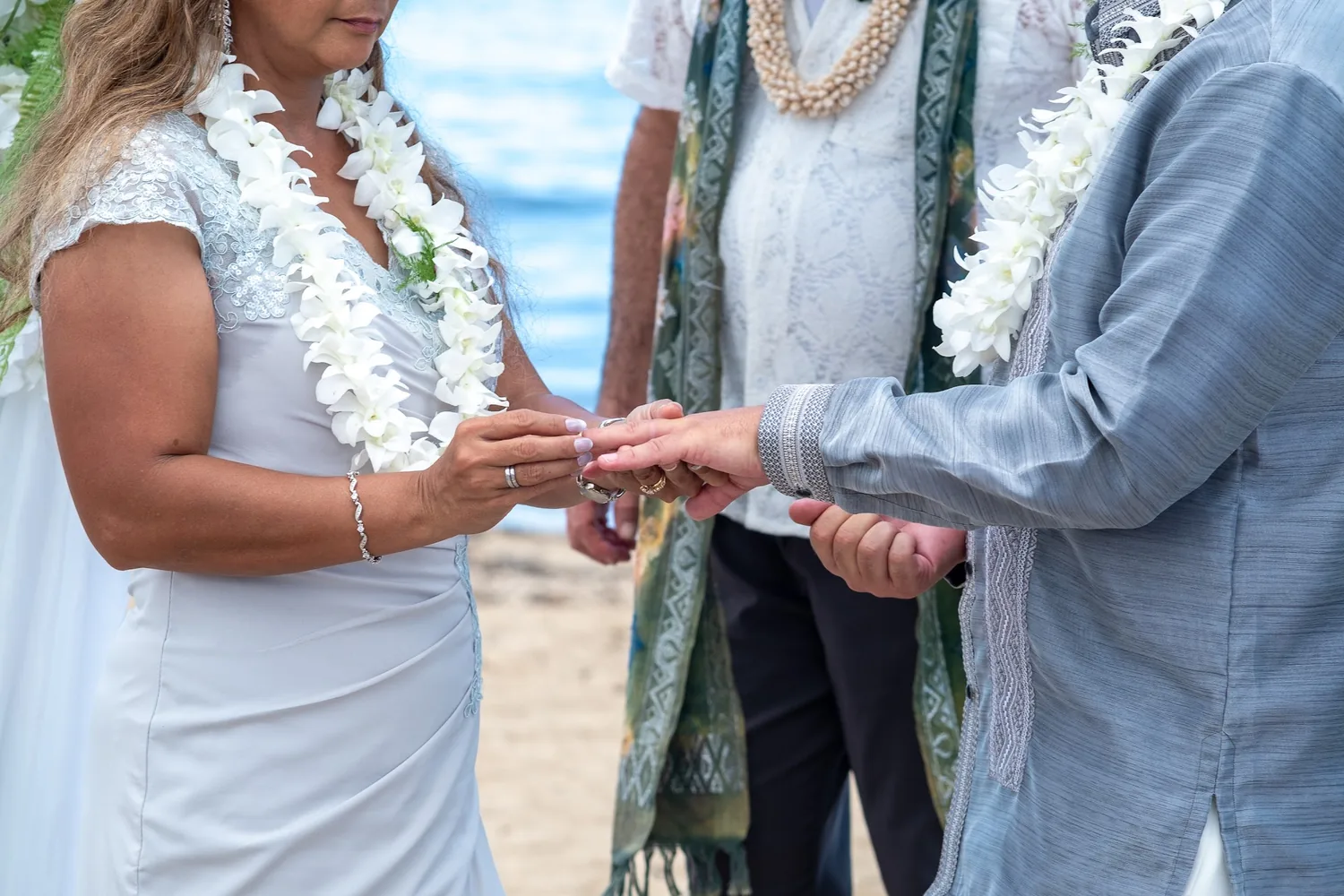 Holding hands with their rings