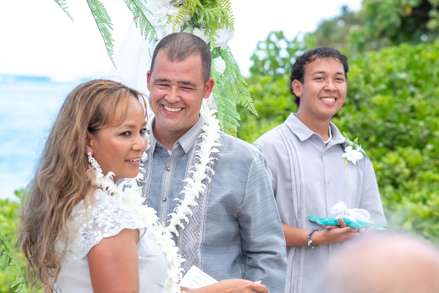 Laughing together during the vows