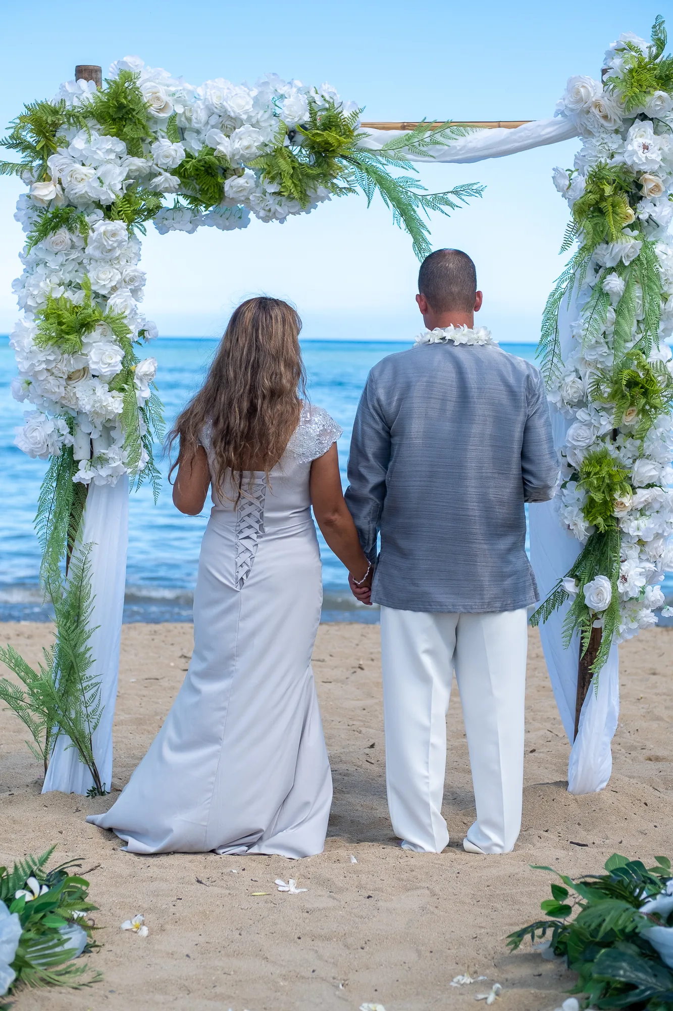 Looking out to sea through the bamboo arch