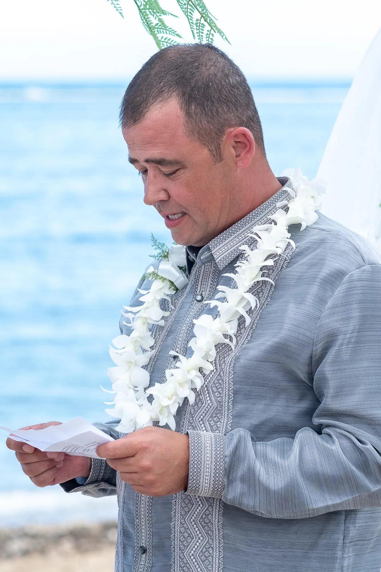Nate reading his vows