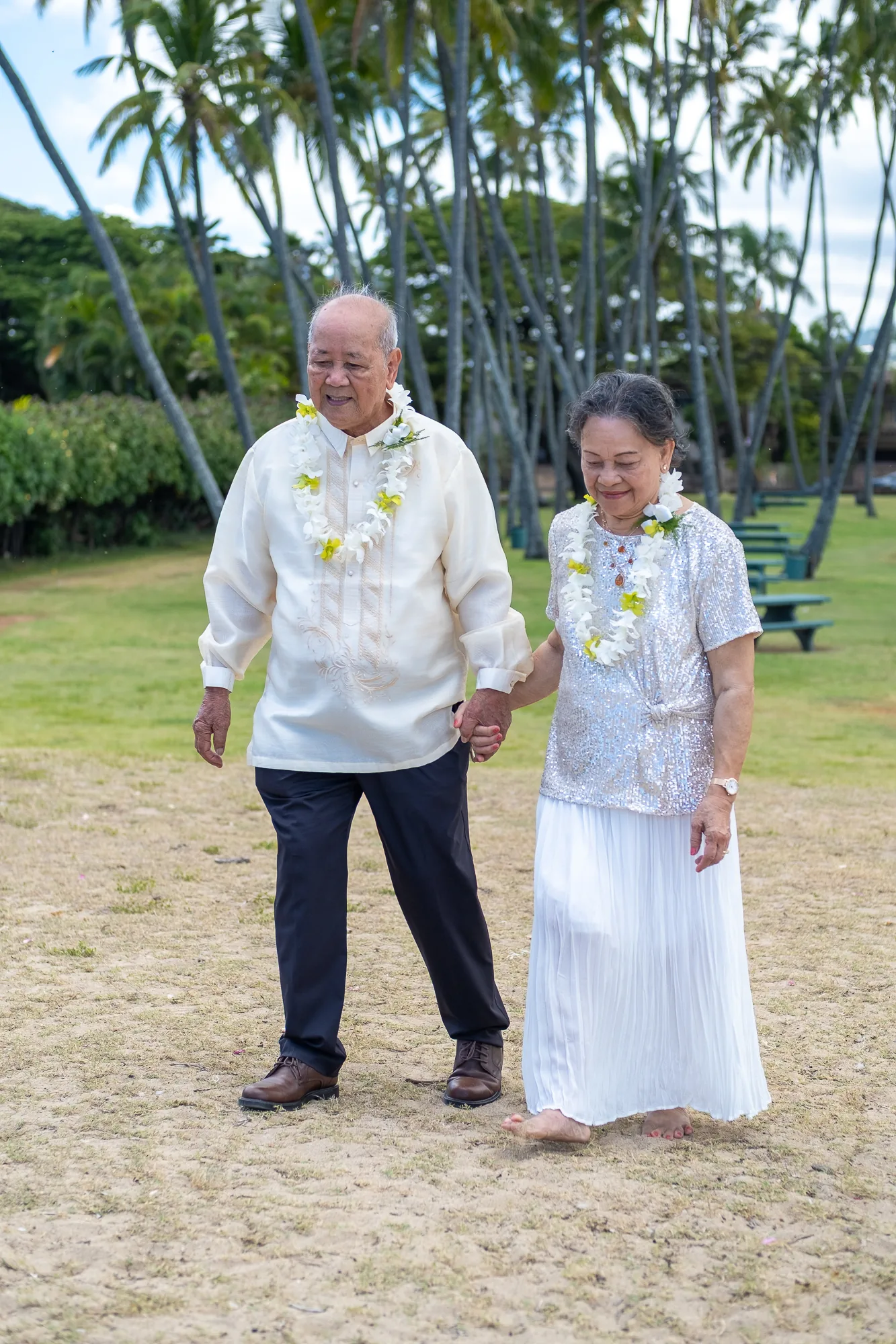 Parents walking in together
