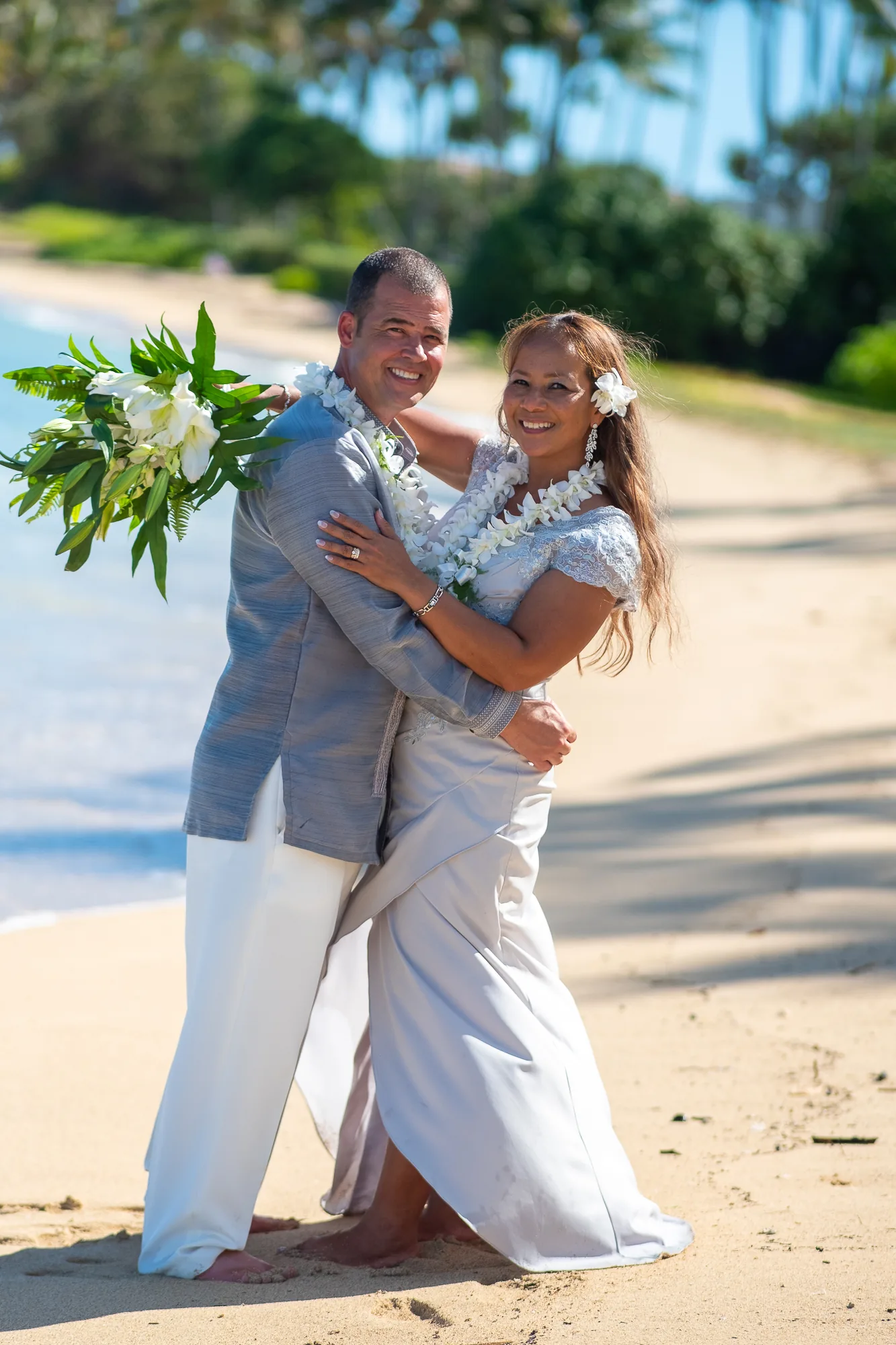 A romantic hug on the beach