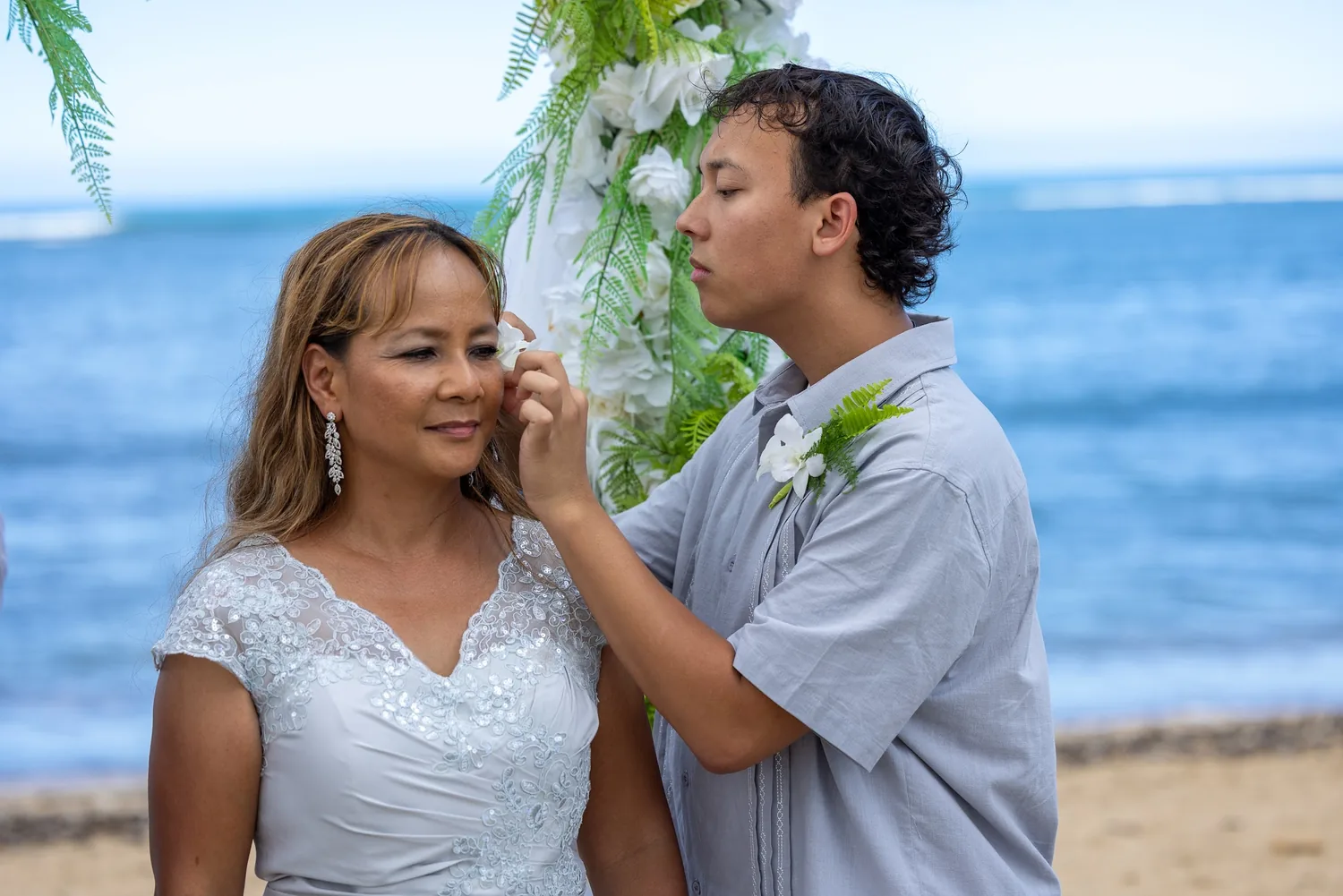 Her son wiping a happy tear from Rose&rsquo;s cheek