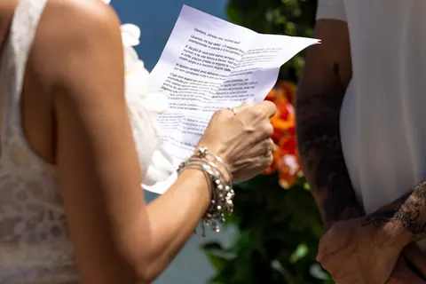 Close up of the handwritten vows