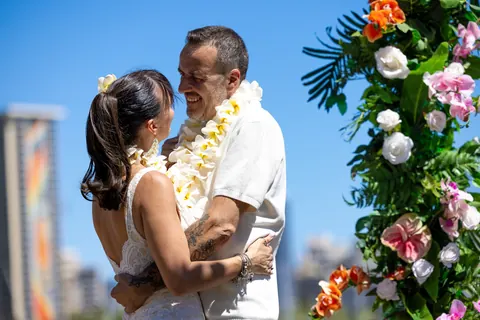 A tender moment after the vows