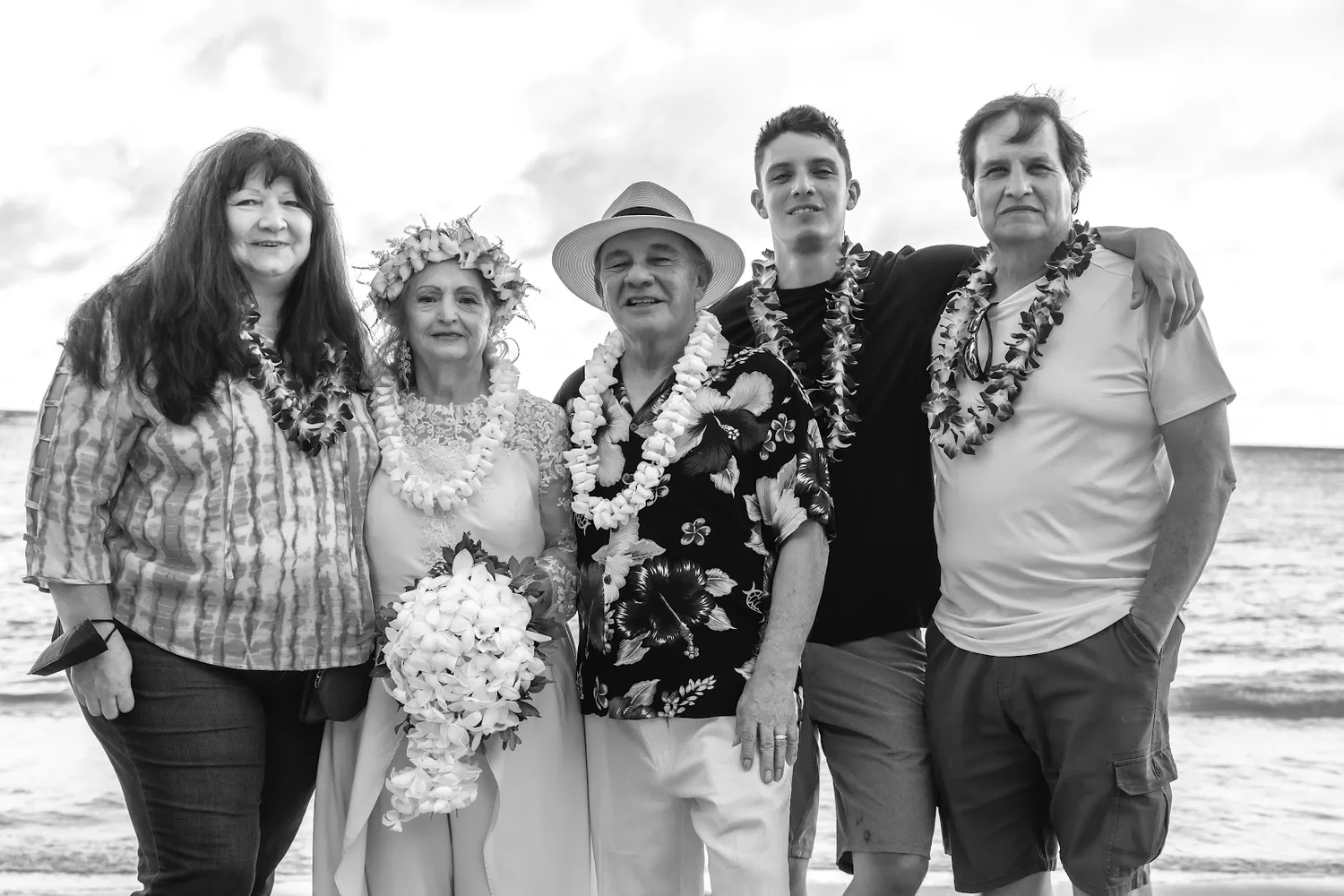Black and white family portrait