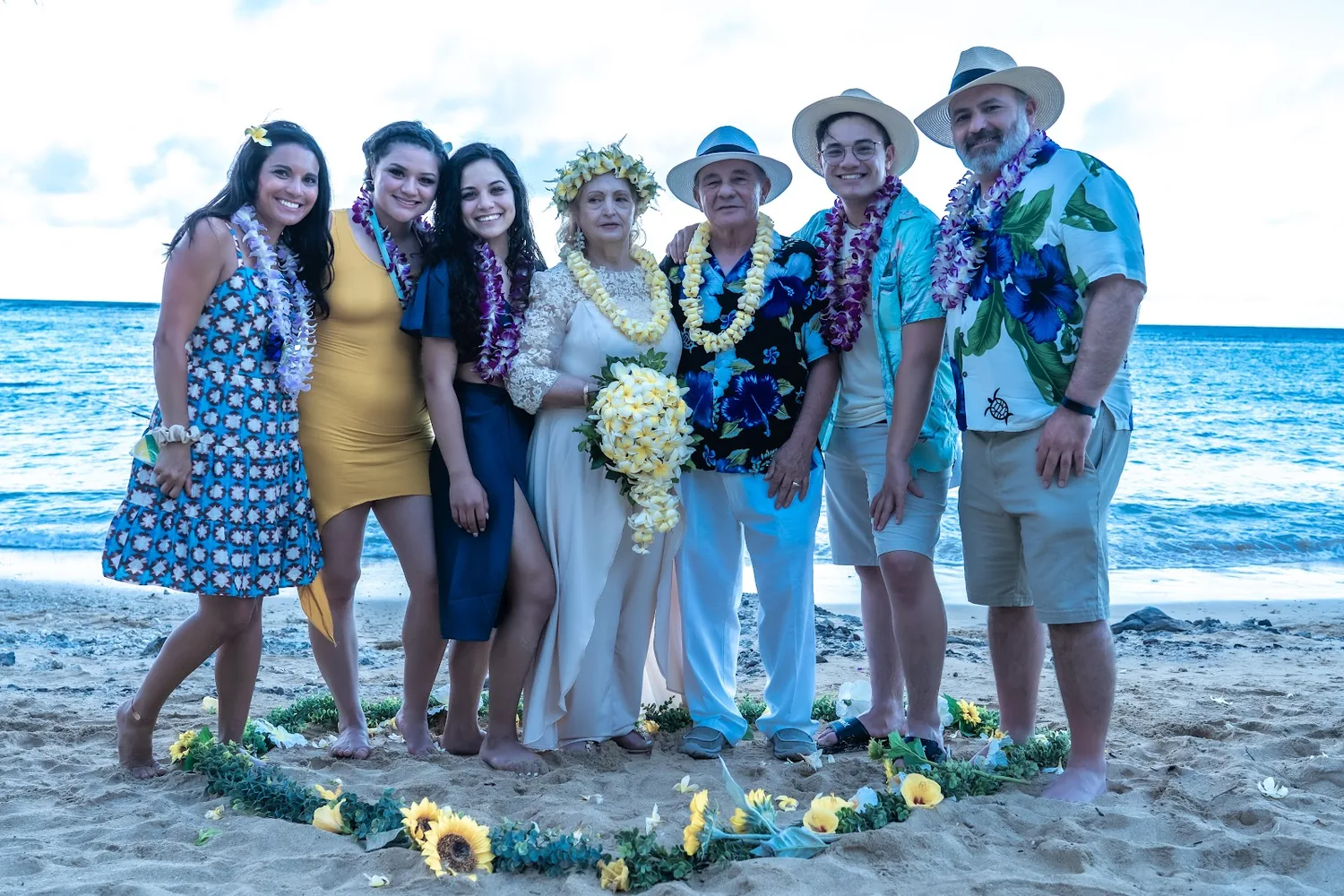 The whole family by the ocean