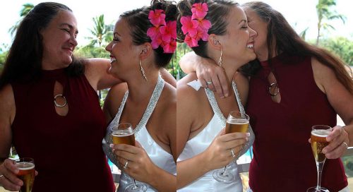 Laughing with he bridesmaids and mom at the hotel